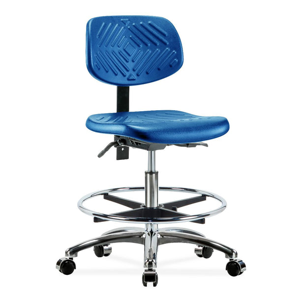 E Com Seatin, Inc. Polyurethane Medium Bench-Height Chairs PMBCH-CR-T1-A0-CF-CC-BLU 1.0 Each-MDL-EOCCA0CFCCBLU