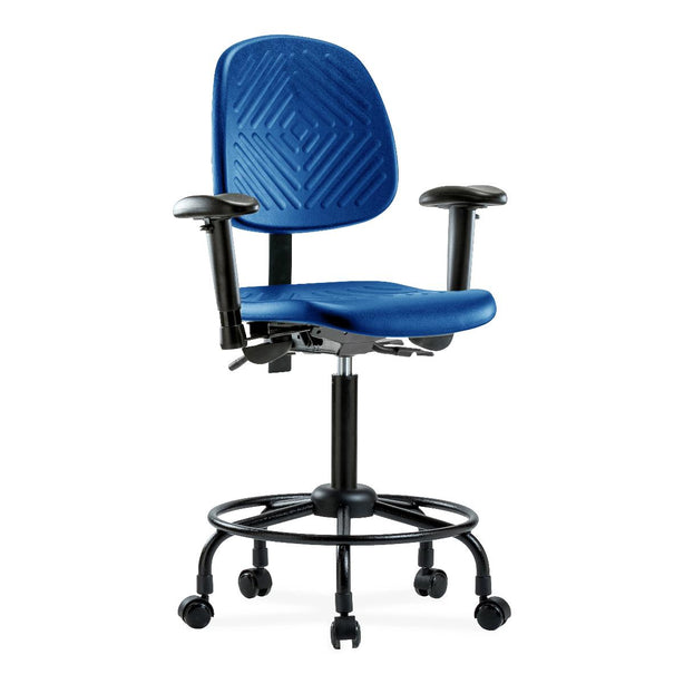 E Com Seatin, Inc. Polyurethane Medium Bench-Height Chairs PMBCH-MB-RT-T1-A1-RC-BLU 1.0 Each-MDL-EOCCH1A1RCBLU