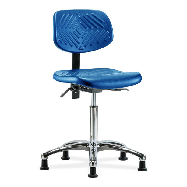 E Com Seatin Medium Bench-Height Chair, Polyurethane, Seat Tilt, Glides, Blue - PMBCH-CR-T1-A0-NF-RG-BLU - 1 Each