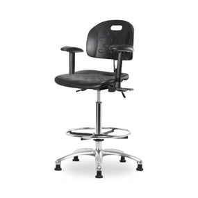 Eo2 Concepts Class 100 Cleanroom Newport PU High Bench-Height Chair CLR-HPHBCH-CR-T0-A1-CF-RG-BLK - 1.0 Each