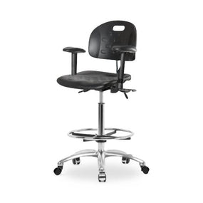 Eo2 Concepts Class 100 Cleanroom Newport PU High Bench-Height Chair CLR-HPHBCH-CR-T0-A1-CF-CC-BLK - 1.0 Each