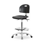 Eo2 Concepts Class 10 Cleanroom Newport PU High Bench-Height Chair CLR-HPHBCH-CR-T0-A0-CF-CC-BLK - 1.0 Each