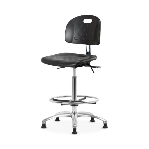 Eo2 Concepts Class 10 Cleanroom Newport PU High Bench-Height Chair CLR-HPHBCH-CR-T0-A0-CF-RG-BLK - 1.0 Each