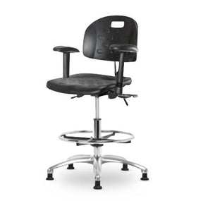 Eo2 Concepts Class 100 Cleanroom Newport PU Medium Bench-Height Chair CLR-HPMBCH-CR-T0-A1-CF-RG-BLK - 1.0 Each