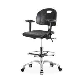 Eo2 Concepts Class 100 Cleanroom Newport PU Medium Bench-Height Chair CLR-HPMBCH-CR-T0-A1-CF-CC-BLK - 1.0 Each