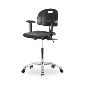 Eo2 Concepts Class 100 Cleanroom Newport PU Medium Bench-Height Chair CLR-HPMBCH-CR-T0-A1-NF-CC-BLK - 1.0 Each