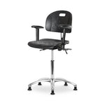 Eo2 Concepts Class 100 Cleanroom Newport PU Medium Bench-Height Chair CLR-HPMBCH-CR-T0-A1-NF-RG-BLK - 1.0 Each