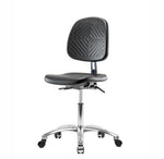 Eo2 Concepts PU Desk-Height Class 10 Cleanroom Polyurethane Desk Chair with Medium Back, Adjustable Height, 17" to 22" H, No Armrests, Casters, Black - CLR-PDHCH-MB-CR-CC-BLK - 1 Each