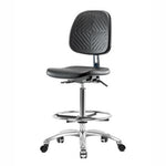 Eo2 Concepts Class 10 Cleanroom PU Medium Bench-Height Chairs with Medium Back CLR-PMBCH-MB-CR-CF-CC-BLK - 1.0 Each