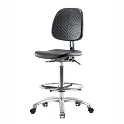Eo2 Concepts Class 10 Cleanroom PU Medium Bench-Height Chairs with Medium Back CLR-PMBCH-MB-CR-CF-CC-BLK - 1.0 Each