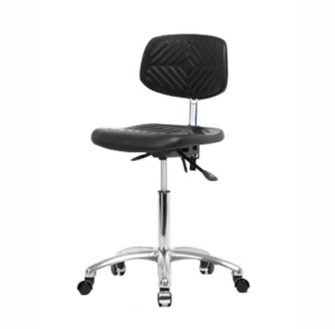 Eo2 Concepts PU Class 10 Cleanroom Polyurethane Medium Bench-Height Chair, Adjustable Height, 19.5" x 27.5" H, No Foot Ring, No Armrests, Casters, Black - EOCCLRPMFCCBL