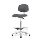 Eo2 Concepts Class 10 Cleanroom Chair, Medium Bench-Height, Vinyl, Chrome Foot Ring, Glides, 20.5" to 28.5", Charcoal - CLR-VMBCH-CR-CF-RG-8605 - 1 Each