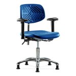 E Com Seatin Class 100 Cleanroom Desk Chair, Polyurethane, Seat Tilt, Arms, Glides, Blue - NCR-PDHCH-CR-T1-A1-RG-BLU - 1 Each