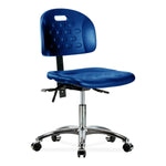 E Com Seatin Industrial Newport Desk-Height Chair, Polyurethane, Casters, Chrome Frame, Blue - HPDHCH-CR-T0-A0-CC-BLU - 1 Each