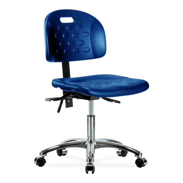 E Com Seatin Industrial Newport Desk-Height Chair, Polyurethane, Casters, Chrome Frame, Blue - HPDHCH-CR-T0-A0-CC-BLU - 1 Each