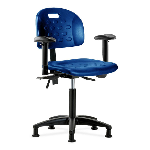 E Com Seatin Industrial Newport Medium Bench-Height Chair, Polyurethane, Seat Tilt, Arms, Glides, Blue - HPMBCH-RG-T1-A1-NF-RG-BLU - 1 Each