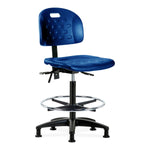E Com Seatin Newport High Bench-Height Chair, Polyurethane, Seat Tilt, Chrome Foot Ring, Glides, Blue - HPHBCH-RG-T1-A0-CF-RG-BLU - 1 Each