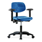 E Com Seatin Desk-Height Chair, Polyurethane, Seat Tilt, Arms, Casters, Blue - PDHCH-RG-T1-A1-RC-BLU - 1 Each