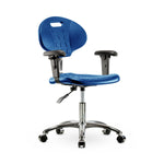 E Com Seatin Class 10 Clean Room Desk-Height Chair, Erie Pu, Desk, Adj Arm, Caster, Blue - CLR-TPDHCH-CR-A1-CC-BLU - 1 Each