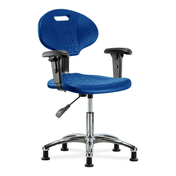 E Com Seatin Desk-Height Chair, Erie Pu, Chrom, Desk, Arm, Glides, Blue - TPDHCH-CR-A1-RG-BLU - 1 Each