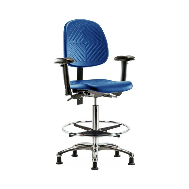 E Com Seatin, Inc. Polyurethane High Bench-Height Chairs PHBCH-MB-CR-T1-A1-CF-RG-BLU 1.0 Each-MDL-EOCHCT11CFBLU