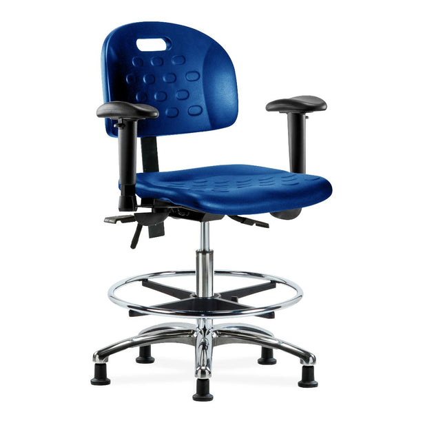 E Com Seatin, Inc. Newport Industrial Medium Bench-Height Chairs HPMBCH-CR-T0-A1-CF-RG-BLU 1.0 Each-MDL-EOCHH1CFRGBLU