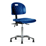 E Com Seatin Industrial Newport Medium Bench-Height Chair, Polyurethane, Glides, Chrome Frame, Blue - HPMBCH-CR-T0-A0-NF-RG-BLU - 1 Each