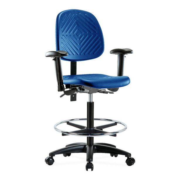 E Com Seatin, Inc. Polyurethane High Bench-Height Chairs PHBCH-MB-RG-T0-A1-CF-RC-BLU 1.0 Each-MDL-EOCHTA1CRCBLU
