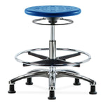 E Com Seatin Bench-Height Huron Medium Bench Height Stool, Polyurethane, Chrome, Chrome Frame, Glides, Blue - IPMBSO-CR-CF-RG-BLU - 1 Each