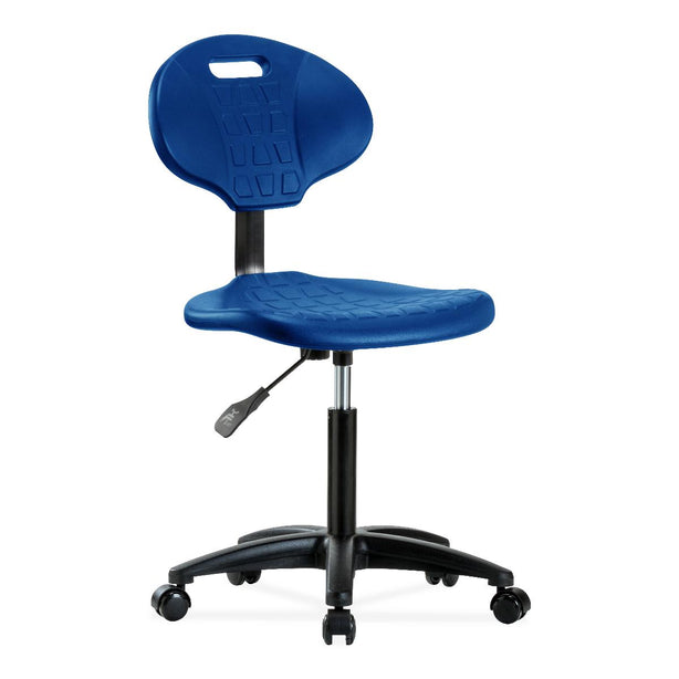 E Com Seatin Erie Medium Bench-Height Chair, Polyurethane, Casters, Blue - TPMBCH-RG-A0-NF-RC-BLU - 1 Each