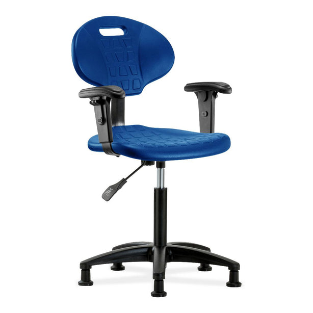 E Com Seatin Erie Medium Bench-Height Chair, Polyurethane, Adjustable Arms, Glides, Blue - TPMBCH-RG-A1-NF-RG-BLU - 1 Each