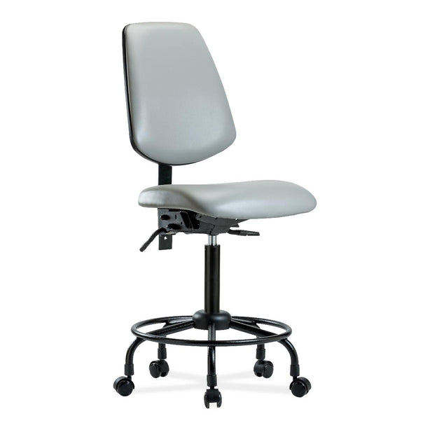 E Com Seatin Medium Bench Height Vinyl Chair with Back, Foot Ring and Casters, No Arms, Dove - VMBCH-MB-RT-T1-A0-RC-8567 - 1 Each