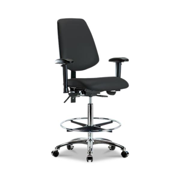 High-Bench Vinyl Chair, Adjustable Height between 26.5" to 36", Med Bench w/Adj Arms byE Com - VHBCH-MB-CR-T0-A1-CF-CC-8540 - 1 Each