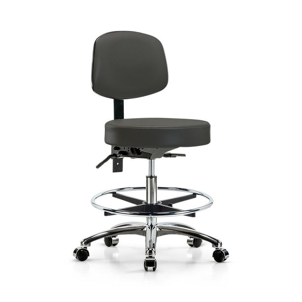 Medium Bench Height Vinyl Bench Stool with Back and Foot Ring - VMBST-CR-T1-CF-CC-8605 - 1 Each - MDL-EOCMBCRF8605