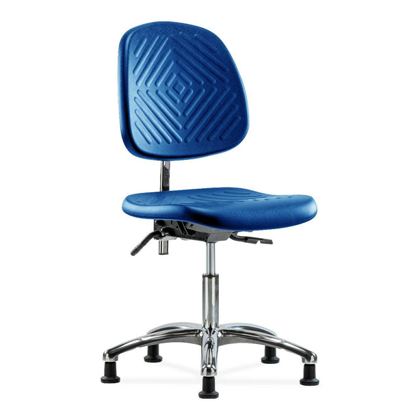 E Com Seatin Class 100 Cleanroom Desk Chair, Polyurethane, Medium Back, Seat Tilt, Glides, Blue - NCR-PDHCH-MB-CR-T1-A0-RG-BLU - 1 Each