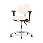 Eo2 Concepts Class 100 Vinyl Cleanroom Chair, Desk-Height, 18" to 23", Seat Tilt, Adjustable Armrests, Glides, Adobe White - NCR-VDHCH-CR-T1-A1-RG-8501 - 1 Each