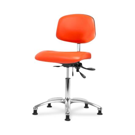 Eo2 Concepts Class 100 Vinyl Cleanroom Chair, Desk-Height, 18" to 23", No Seat Tilt, No Armrests, Glides, Orange Kist - NCR-VDHCH-CR-T0-A0-RG-8613 - 1 Each