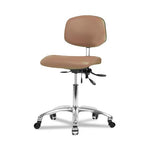 Eo2 Concepts Class 100 Vinyl Cleanroom Chair, Desk-Height, 18" to 23", Seat Tilt, No Armrests, Casters, Taupe - NCR-VDHCH-CR-T1-A0-CC-8584 - 1 Each