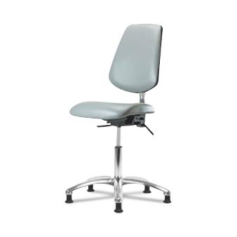 Eo2 Concepts NCR-VDHCH-MB-CR-T0-A0-RG-8567 Class 100 Vinyl Cleanroom Chair with Medium Back, Desk-Height, 18" to 23", No Seat Tilt, No Armrests, Glides, Dove - 1 Each