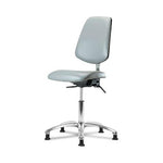 Eo2 Concepts NCR-VDHCH-MB-CR-T1-A0-RG-8567 Class 100 Vinyl Cleanroom Chair with Medium Back, Desk-Height, 18" to 23", Seat Tilt, No Armrests, Glides, Dove - 1 Each