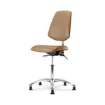 Eo2 Concepts NCR-VDHCH-MB-CR-T1-A0-RG-8584 Class 100 Vinyl Cleanroom Chair with Medium Back, Desk-Height, 18" to 23", Seat Tilt, No Armrests, Glides, Taupe - 1 Each