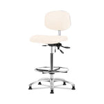 Eo2 Concepts NCR-VHBCH-CR-T0-A0-CF-RG-8501 Class 100 Vinyl Cleanroom Chair with Chrome Foot Ring, High Bench-Height, 26" to 35.5", No Seat Tilt, No Armrests, Glides, Adobe White - 1 Each