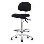 Eo2 Concepts NCR-VHBCH-CR-T0-A0-CF-RG-8540 Class 100 Vinyl Cleanroom Chair with Chrome Foot Ring, High Bench-Height, 26" to 35.5", No Seat Tilt, No Armrests, Glides, Black - 1 Each