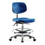 E Com Seatin, Inc. Class 10 Cleanroom Medium Desk-Height Chairs NCR-PMBCH-CR-T0-A0-CF-CC-BLU 1.0 Each-MDL-EOCNCR0A0CBLU