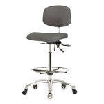 Eo2 Concepts Class 100 Vinyl Cleanroom Chair, Desk-Height, 18" to 23", Seat Tilt, No Armrests, Casters, Charcoal - NCR-VDHCH-CR-T1-A0-CC-8605 - 1 Each