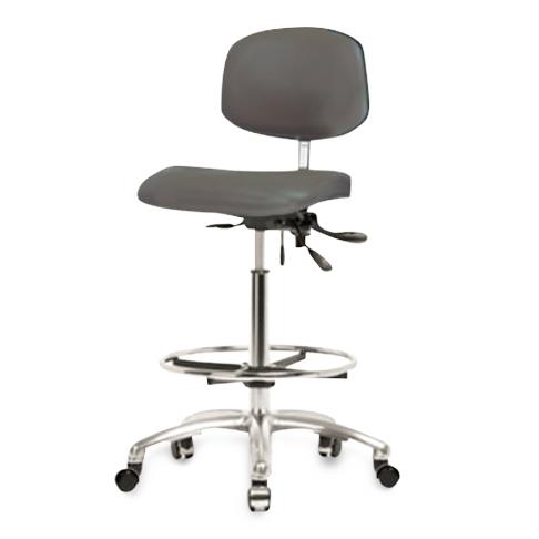 Eo2 Concepts Class 100 Vinyl Cleanroom Chair, Desk-Height, 18" to 23", Seat Tilt, No Armrests, Casters, Charcoal - NCR-VDHCH-CR-T1-A0-CC-8605 - 1 Each