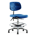 E Com Seatin, Inc. E Com Seating Class 100 Cleanroom Medium Bench-Height Chairs NCR-PMBCH-CR-T1-A0-CF-RG-BLU 1.0 Each-MDL-EOCNCRA0CFBLU