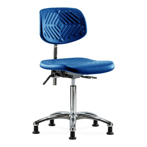 E Com Seatin E Seating Class 100 Cleanroom Medium Bench-Height Chair, Polyurethane, Seat Tilt, Glides, Blue - NCR-PMBCH-CR-T1-A0-NF-RG-BLU - 1 Each