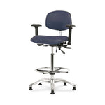 Eo2 Concepts Class 100 Vinyl Cleanroom Chair, Desk-Height, 18" to 23", Seat Tilt, Adjustable Armrests, Glides, Imperial Blue - NCR-VDHCH-CR-T1-A1-RG-8582 - 1 Each