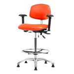 Eo2 Concepts Class 100 Vinyl Cleanroom Chair, Desk-Height, 18" to 23", Seat Tilt, Adjustable Armrests, Glides, Orange Kist - NCR-VDHCH-CR-T1-A1-RG-8613 - 1 Each